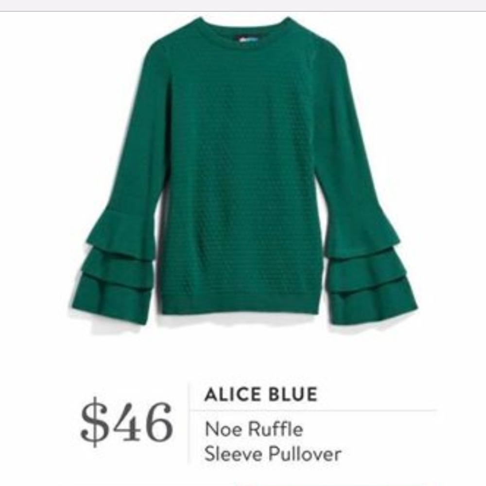 STITCH FIX Alice Blue Noe Ruffle Sleeve Sweater